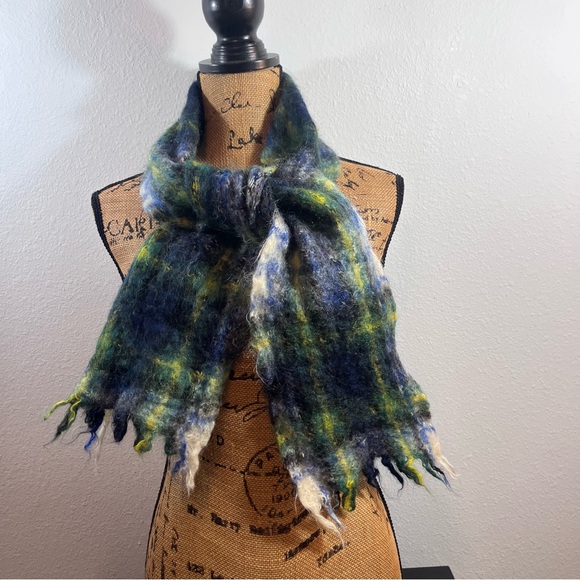 HandAcraft Other - Vintage HandAcraft Scotland Mohair Wool Plaid Scarf Blue Green Tartan Luxury
